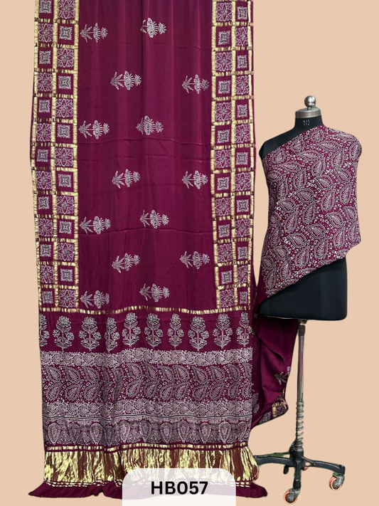 Modal Silk Gharchola saree with Ajrakh Print