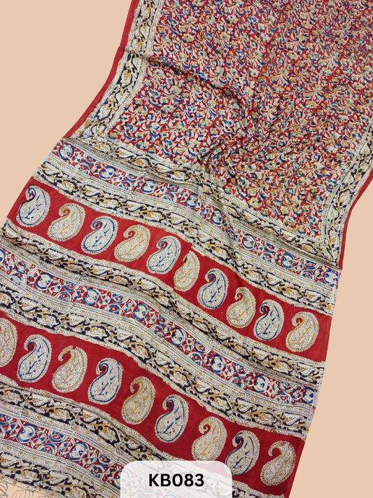 Modal Silk Saree with Ajrakh Kalamkari Print