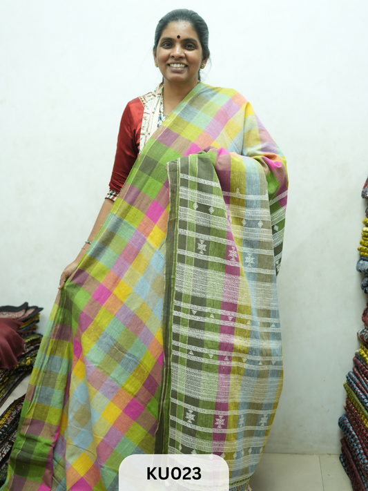 Bhujodi saree Kala cotton and Kutch work