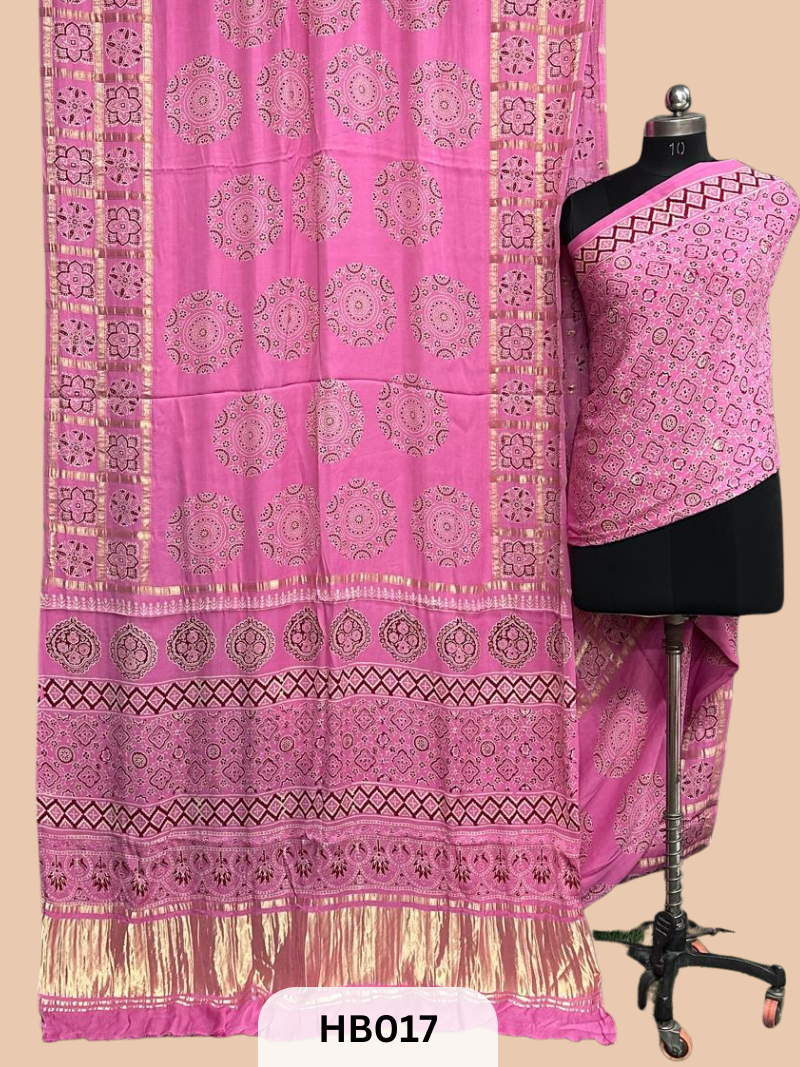 Modal Silk Gharchola Border Saree with lagdi patta pallu