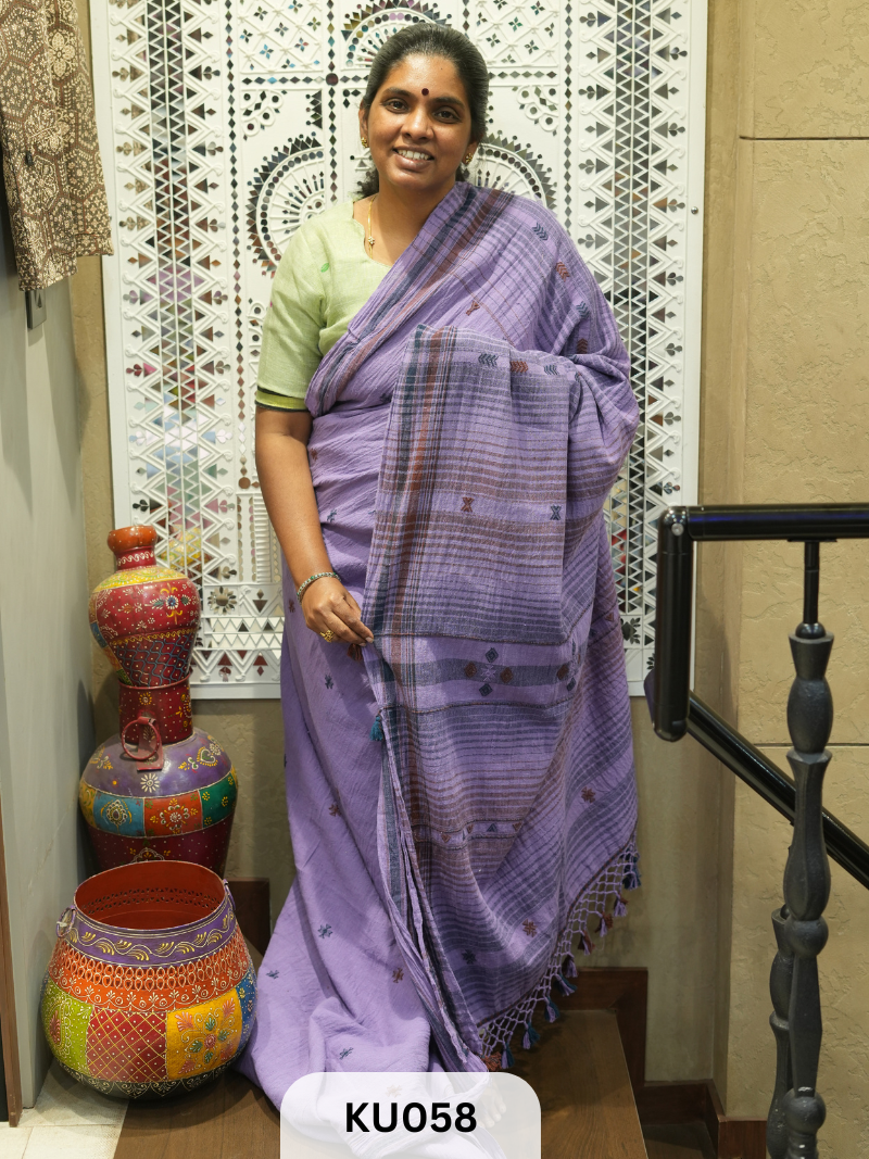 Bhujodi saree Kala cotton and Kutch work