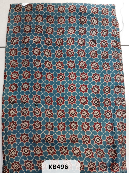 Premium Ajrakh Vegtable Handblock Modal silk Fabric – 1 Meter