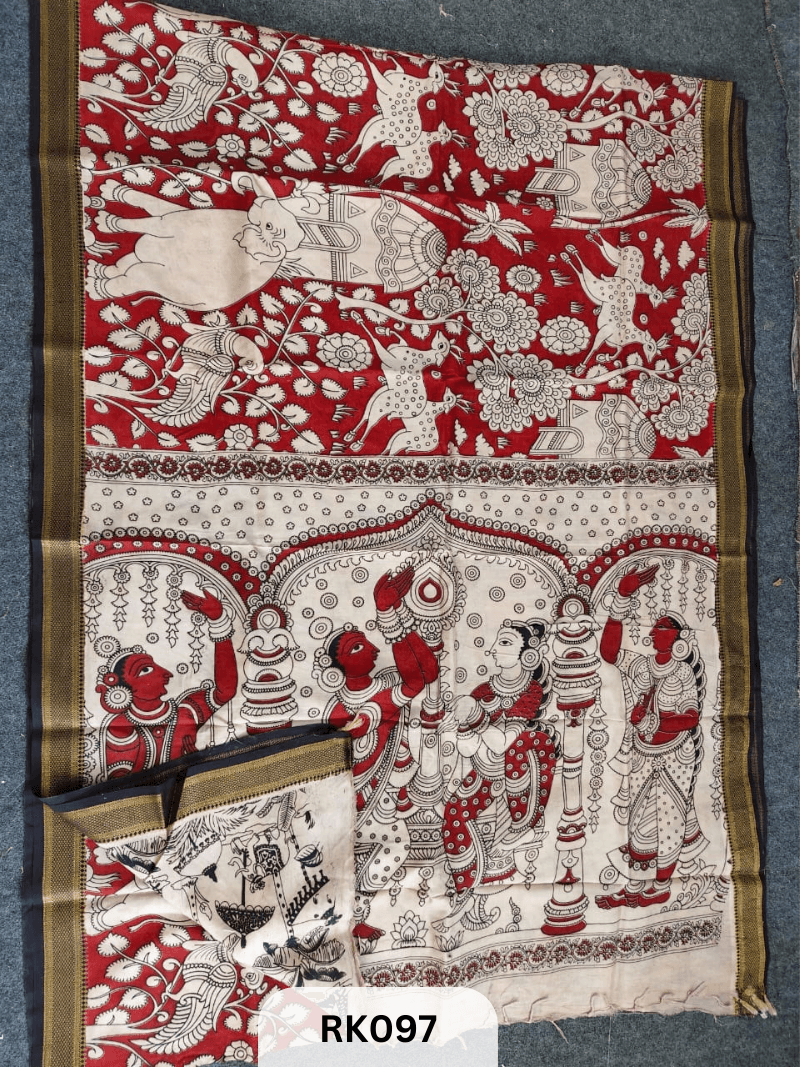 Kalamkari Chenuri Silk saree