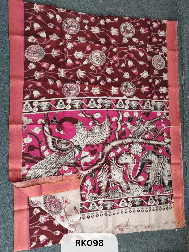 Kalamkari Chenuri Silk saree