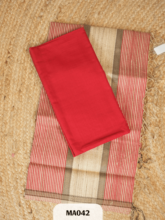 Handloom Maheswari Silk Pattu Salwar with Ghicha Jute Work Dupatta