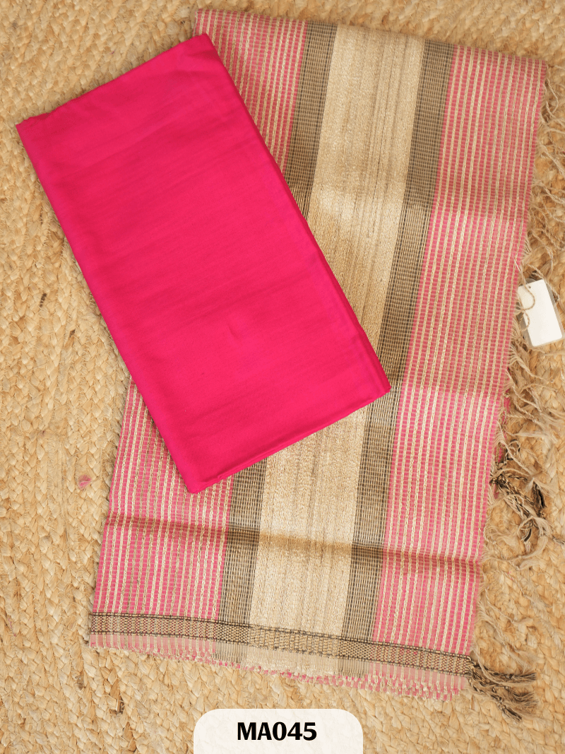 Handloom Maheswari Silk Pattu Salwar with Ghicha Jute Work Dupatta