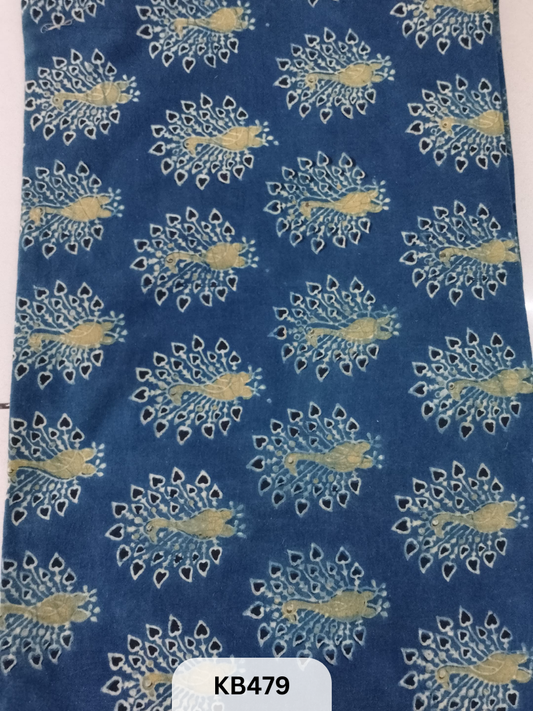 Premium Ajrakh Vegtable Handblock Cotton Fabric – 1 Meter