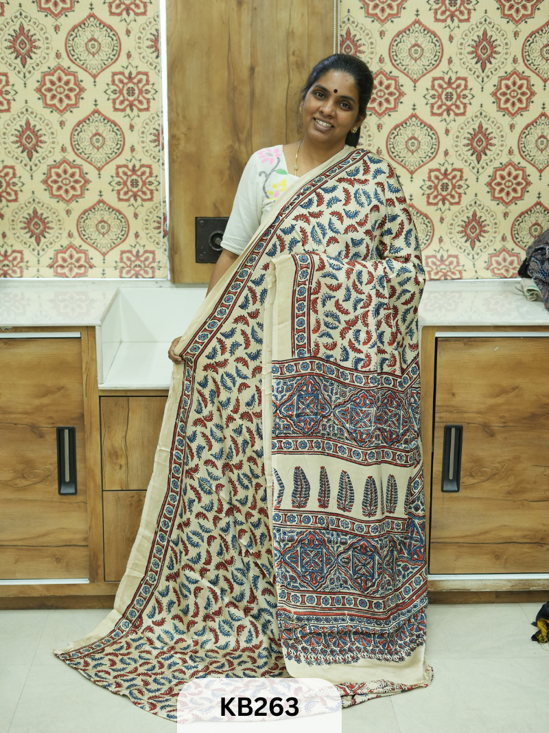 Modal Silk Saree with Ajrakh Print