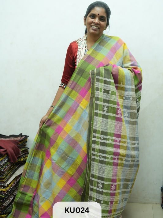 Bhujodi saree Kala cotton and Kutch work