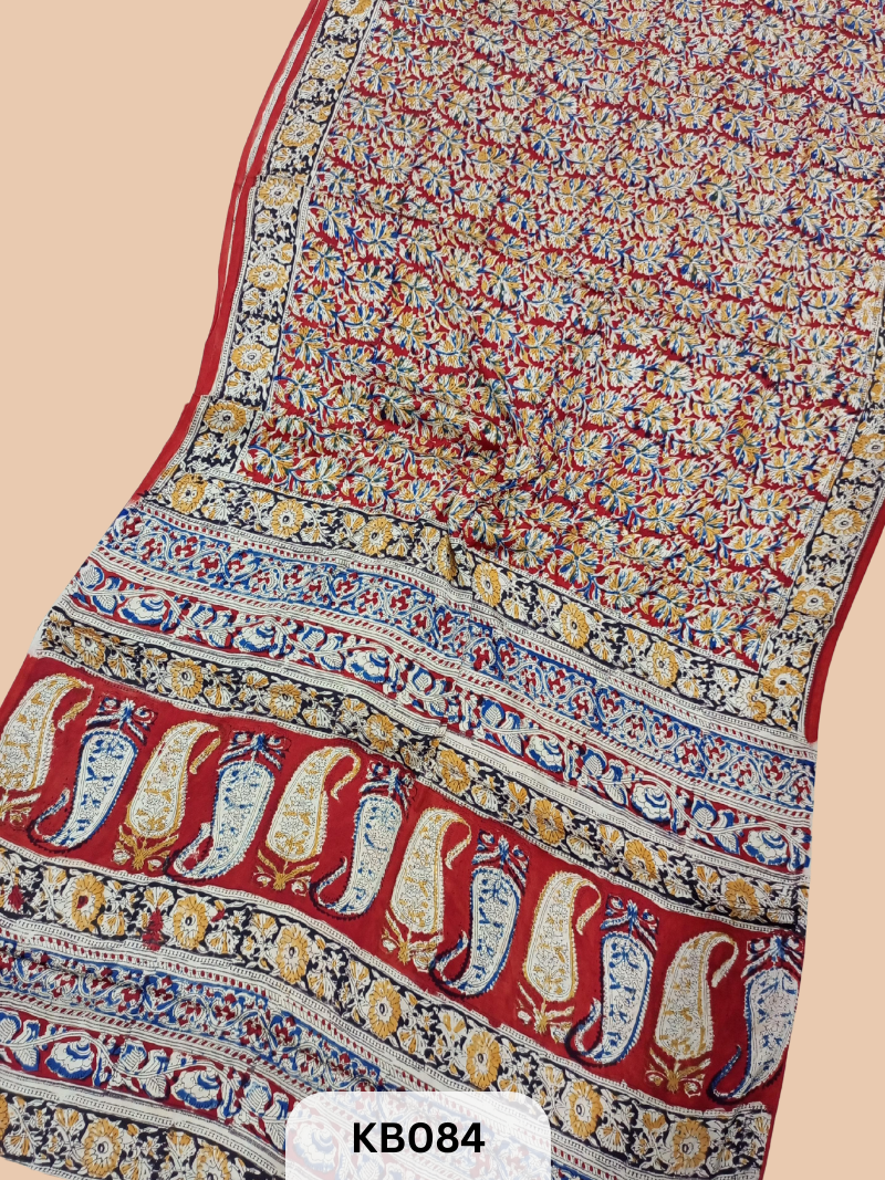 Modal Silk Saree with Ajrakh Kalamkari Print