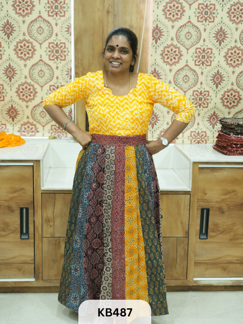 Cotton Ajrakh Veg. Kali skirt