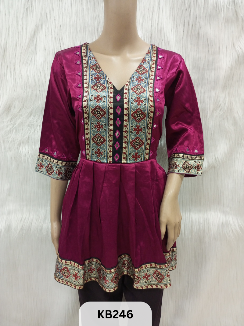 Mashru silk mirror work & panel kediya top.. (Top only)