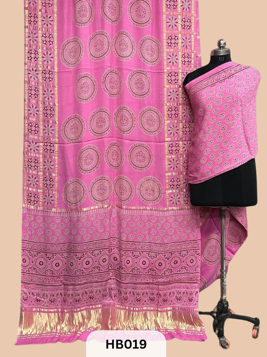 Modal Silk Gharchola Border Saree with lagdi patta pallu