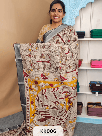 Kalamkari Chenuri Silk saree