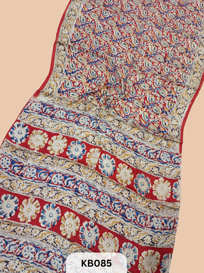 Modal Silk Saree with Ajrakh Kalamkari Print