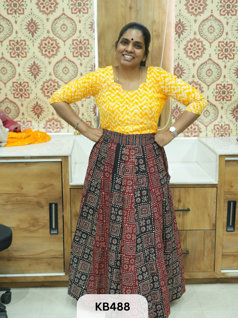 Cotton Ajrakh Veg. Kali skirt