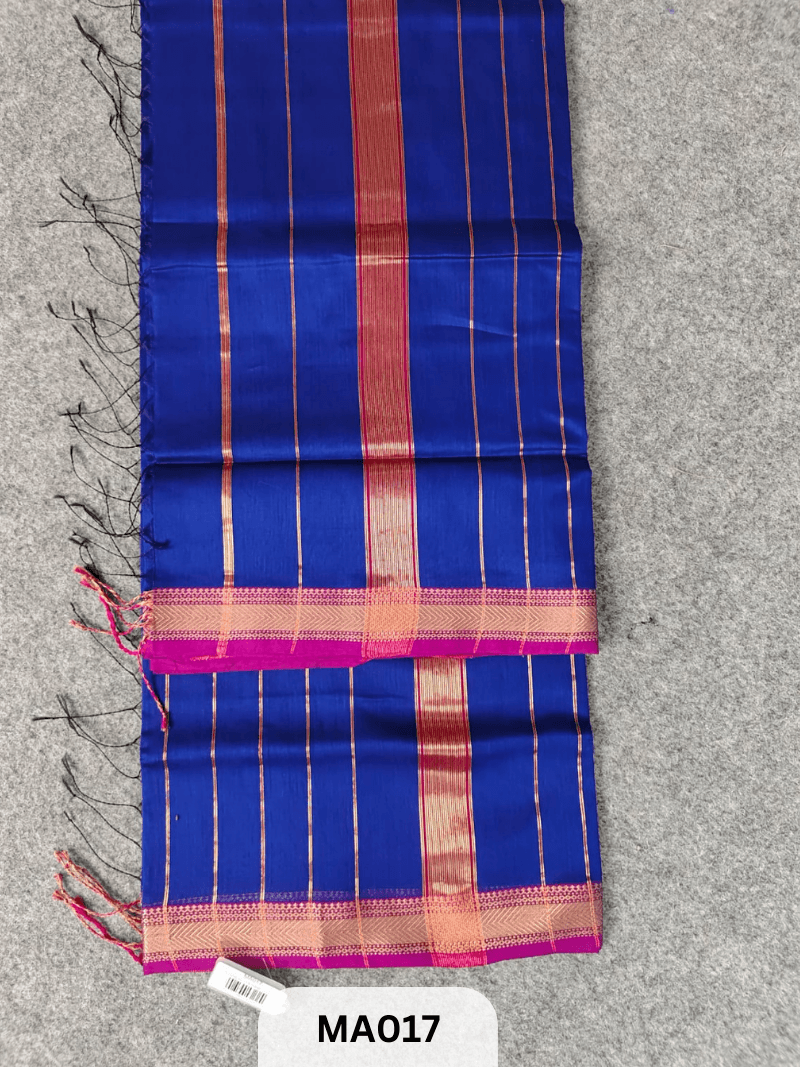 Pure Maheswari Silk Saree -2- Navy Blue