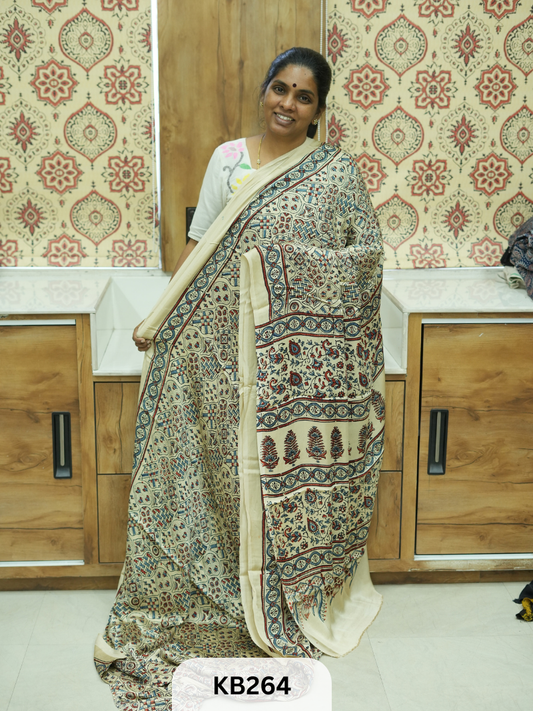 Modal Silk Saree with Ajrakh Print