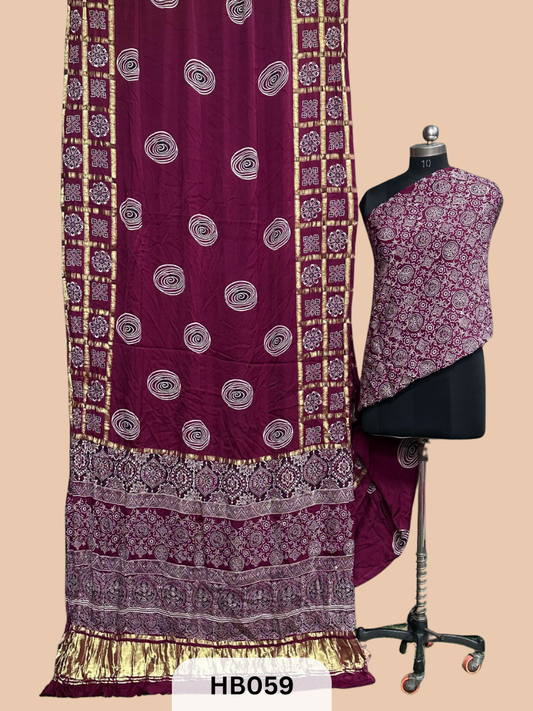 Modal Silk Gharchola saree with Ajrakh Print