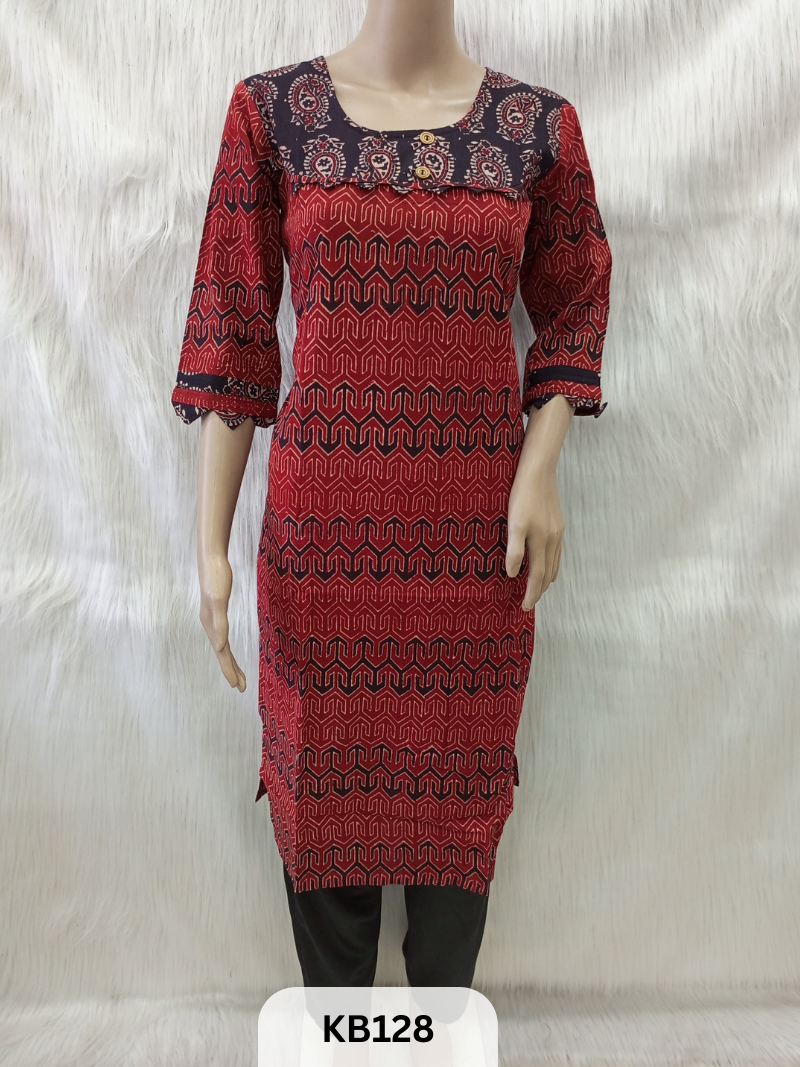 Cotton with Ajrakh print Kurthi