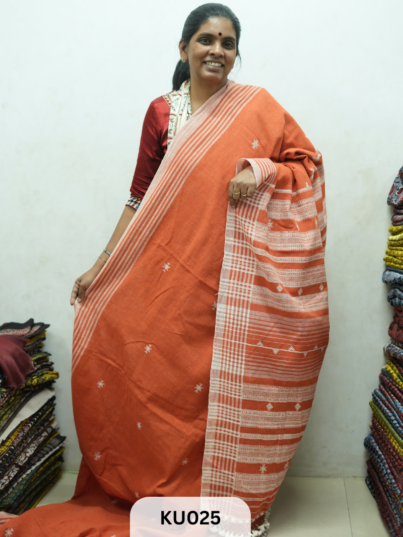 Bhujodi saree Kala cotton and Kutch work