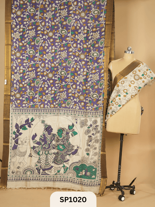 Kalamkari Chennuri silk Kanchi border saree