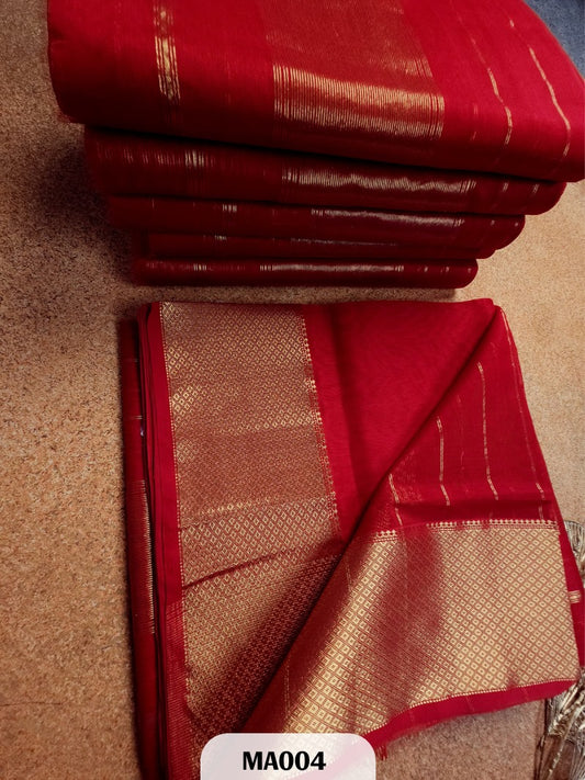 Pure Maheswari Silk Saree Hot Red