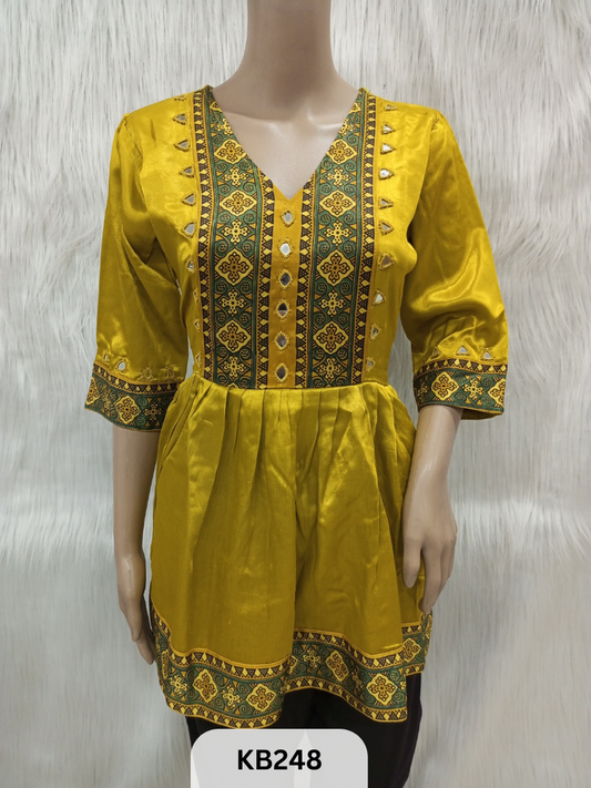 Mashru silk mirror work & panel kediya top.. (Top only)