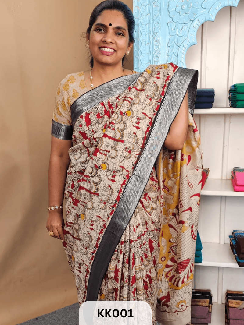 Kalamkari Chenuri Silk saree