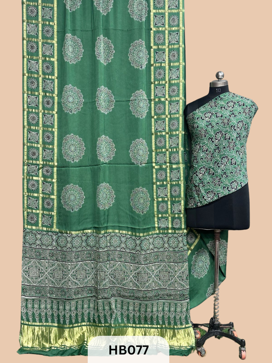 Modal Silk Gharchola saree with Ajrakh Print