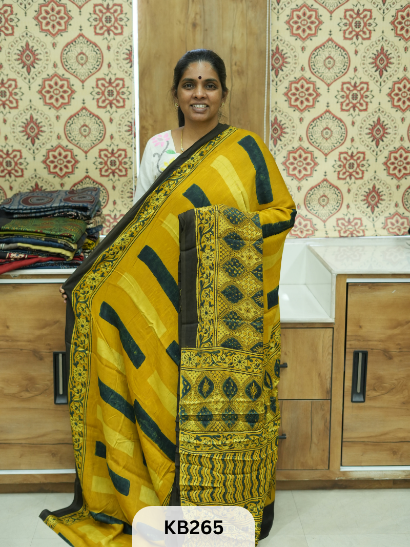 Modal Silk Saree with Ajrakh Print