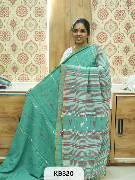 Bhujodi saree Kala cotton and Kutch work