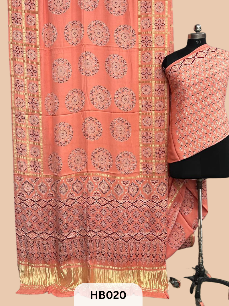 Modal Silk Gharchola Border Saree with lagdi patta pallu