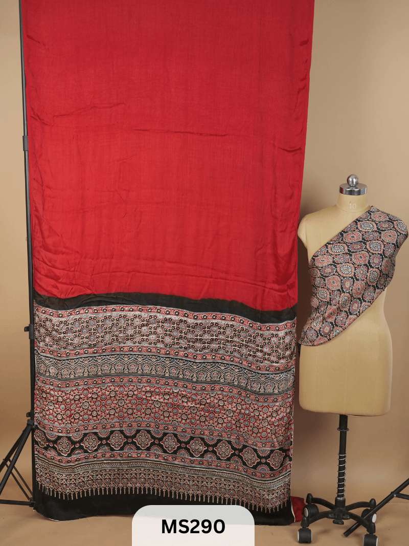 Modal Silk Saree with Ajrakh Print