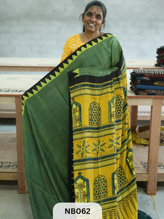 Modal Silk Saree with Ajrakh Print