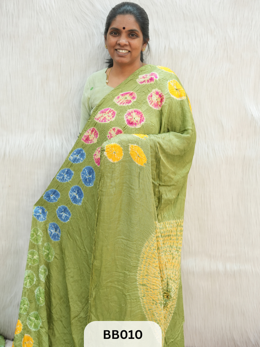 Semi Gaji Bandhani Saree with Lagdi patta