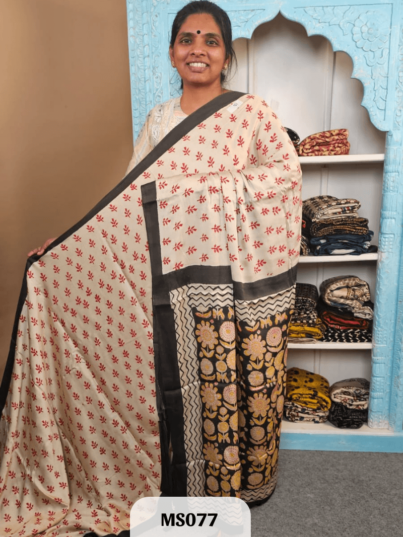 Modal Silk Saree with Ajrakh Print