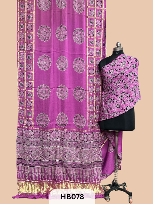 Modal Silk Gharchola saree with Ajrakh Print