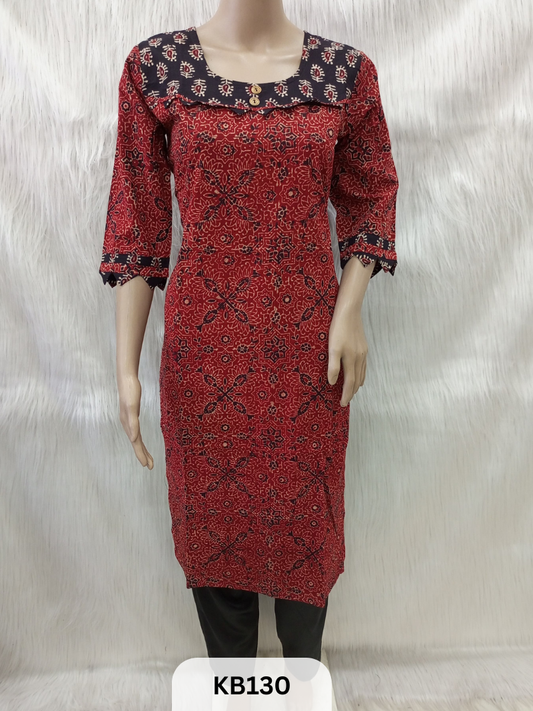 Cotton with Ajrakh print Kurthi