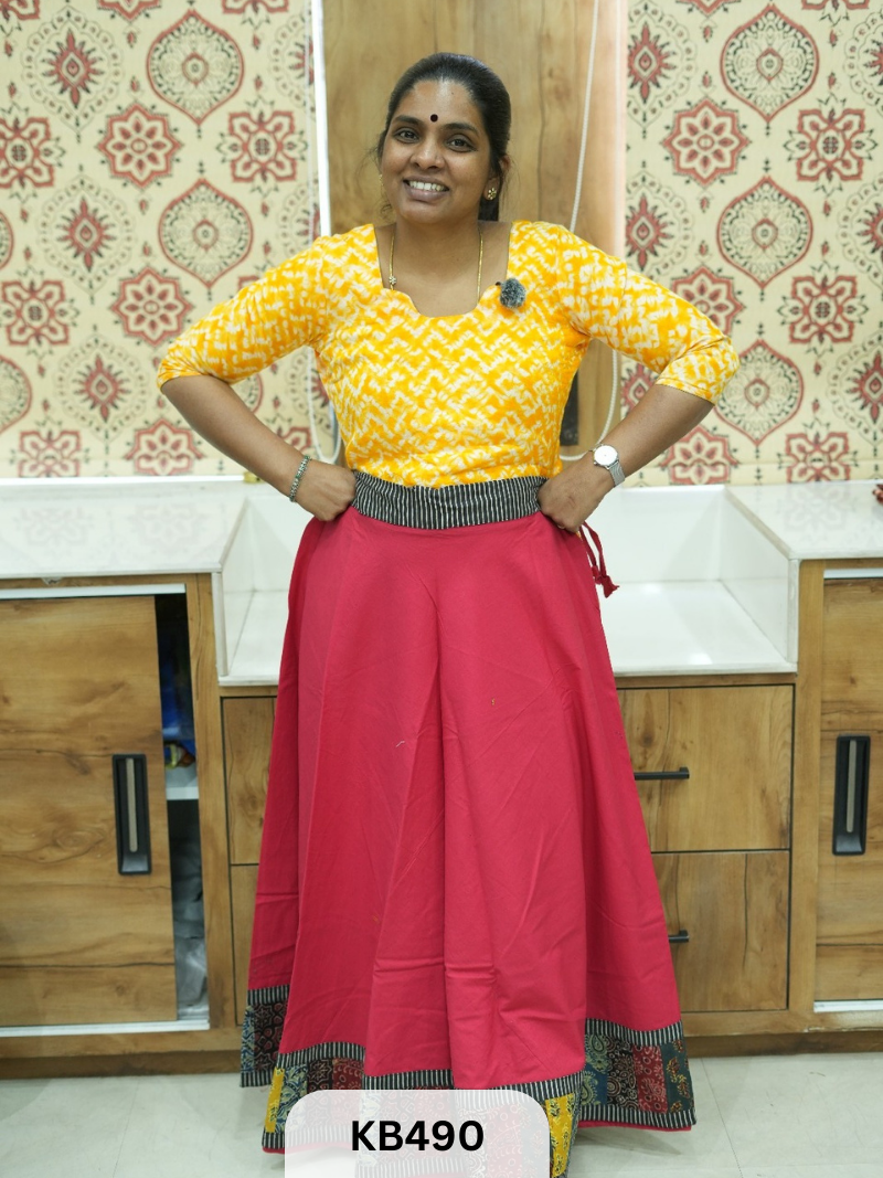 Cotton Ajrakh Veg. Kali skirt