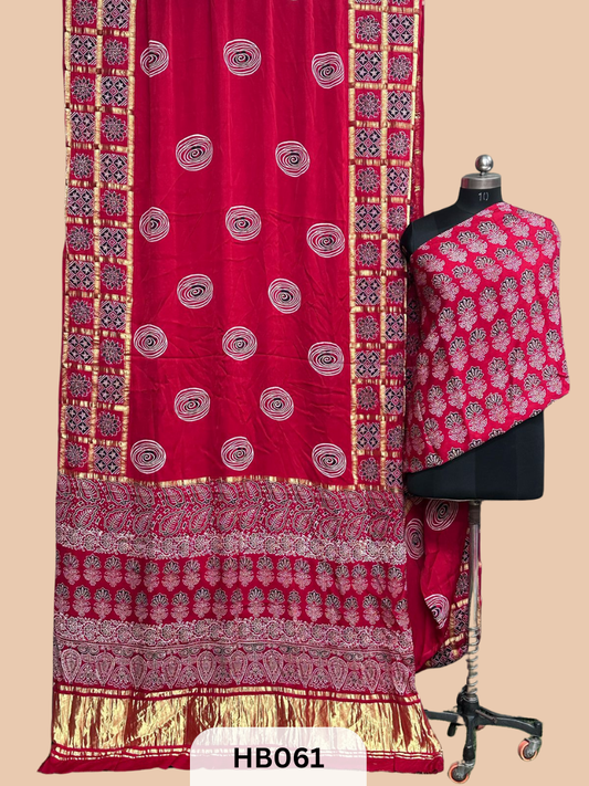 Modal Silk Gharchola saree with Ajrakh Print