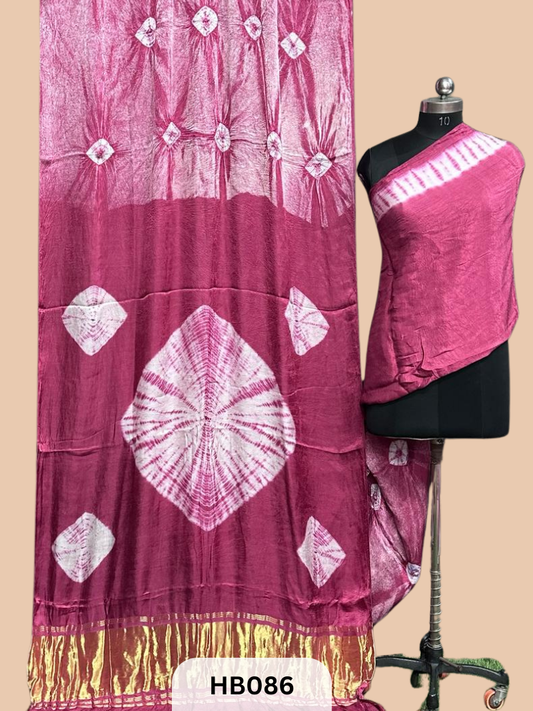 Modal Silk Hand Spray Tie & Dye with Lagdi Patta saree