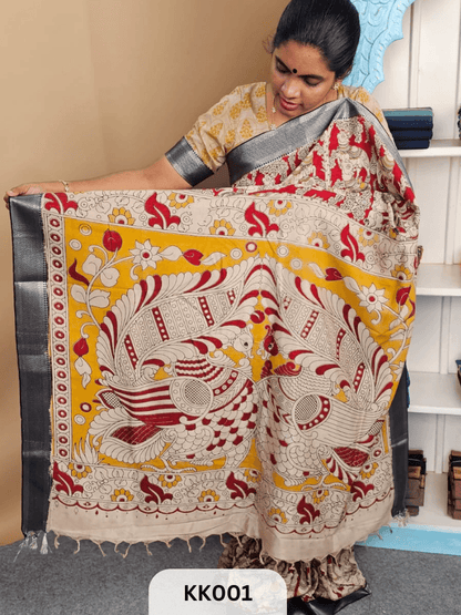 Kalamkari Chenuri Silk saree