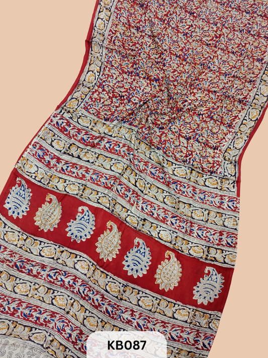 Modal Silk Saree with Ajrakh Kalamkari Print