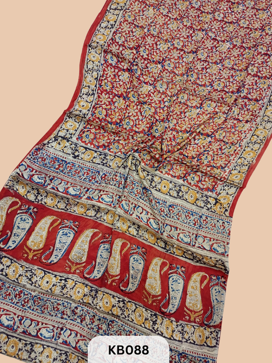 Modal Silk Saree with Ajrakh Kalamkari Print