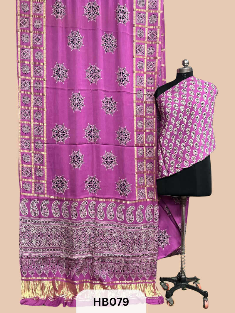 Modal Silk Gharchola saree with Ajrakh Print