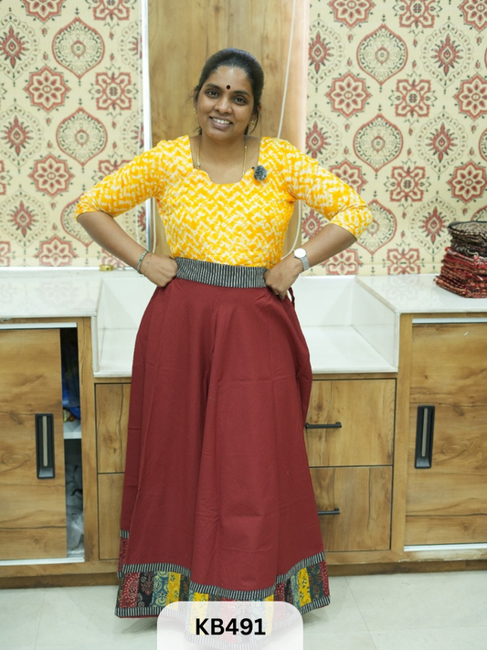 Cotton Ajrakh Veg. Kali skirt