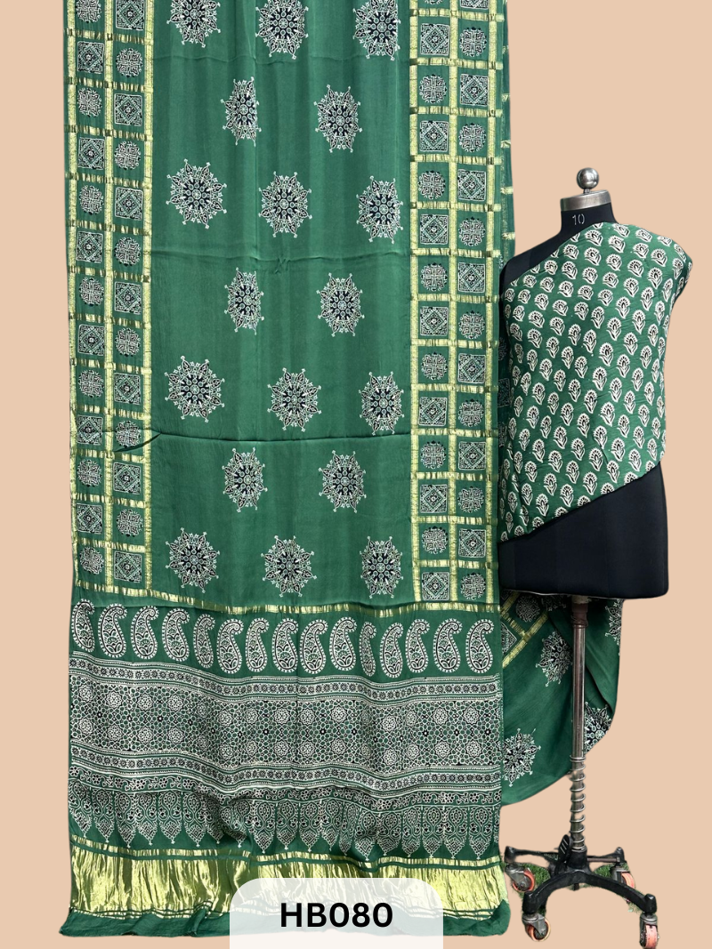 Modal Silk Gharchola saree with Ajrakh Print