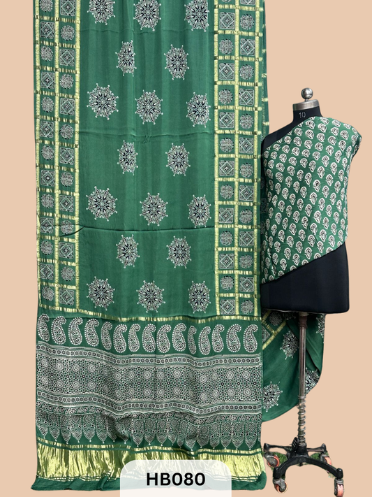 Modal Silk Gharchola saree with Ajrakh Print