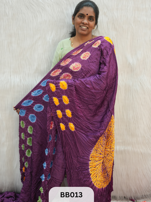 Semi Gaji Bandhani Saree with Lagdi patta